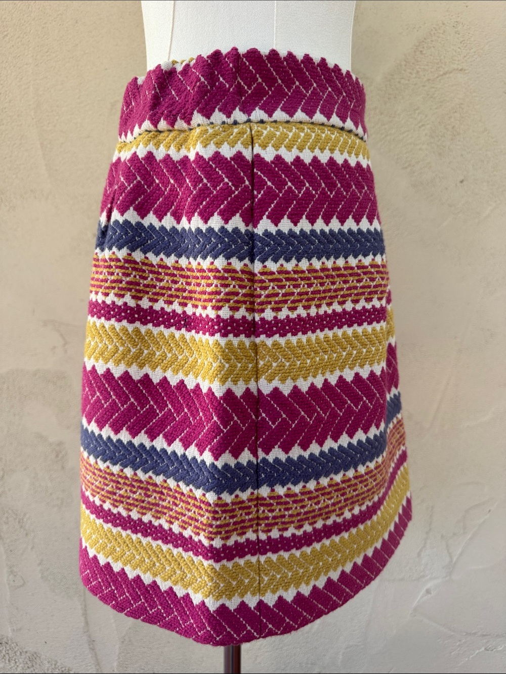 Anthropologie Nomad Morgan Carper Jacquard Mini Skirt Pink Chevron Stripe Size S - Picture 6 of 15
